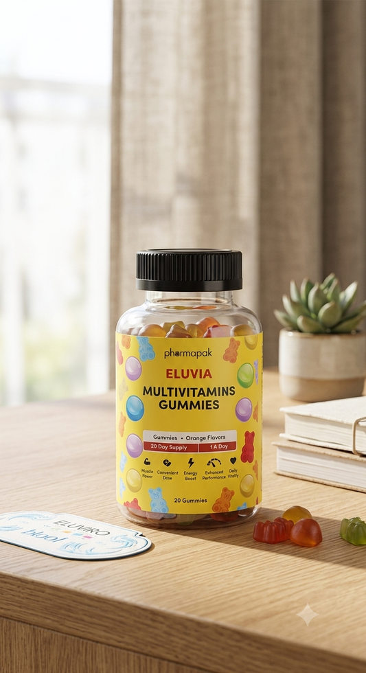 Eluvia Multivitamin Gummies | Daily Vitamins & Minerals for Teens & Adults | Orange Flavor | 20 Gummies |